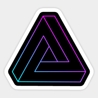 Impossible triangle with cyan to magenta gradient edge Sticker